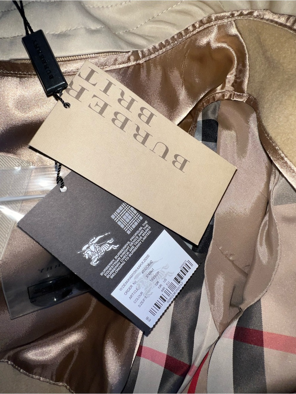BURBERRY BRIT Double Breasted Satin Finish Trench Coat with Black Buttons.  NWT - Picture 5 of 6